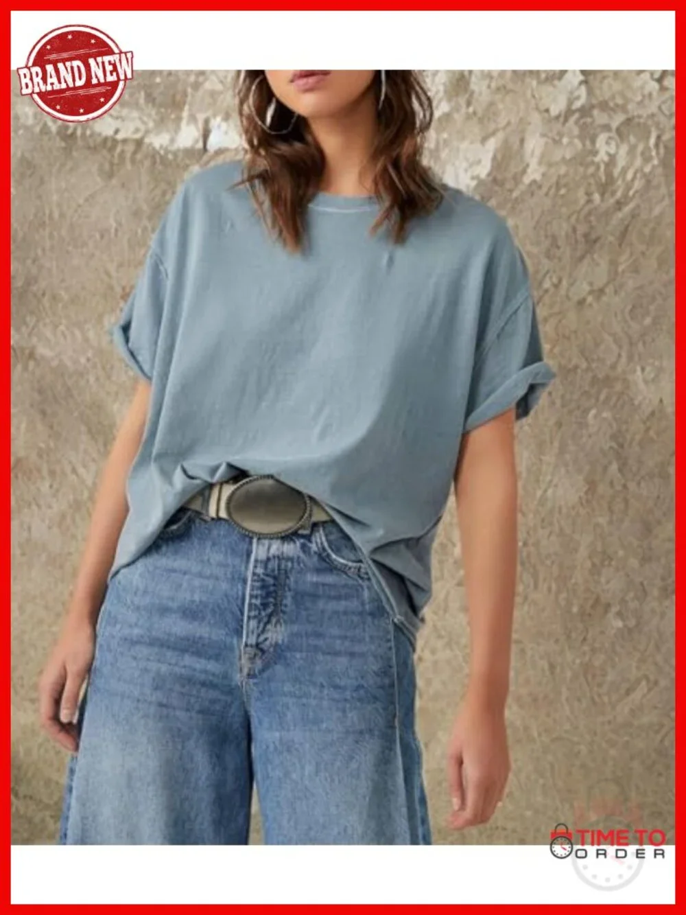 Lightweight Cotton Crew Neck T-Shirt Short Sleeve Classic Fit Pull On